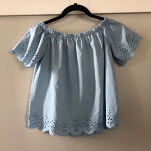 Off the Shoulder Blue Top